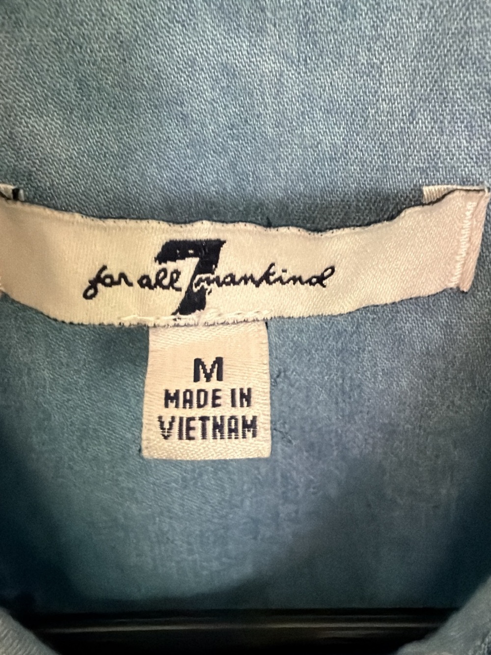 7 For All Mankind Light Blue 100% Cotton Sleeveless Denim Button-Down Vest - Picture 4 of 8